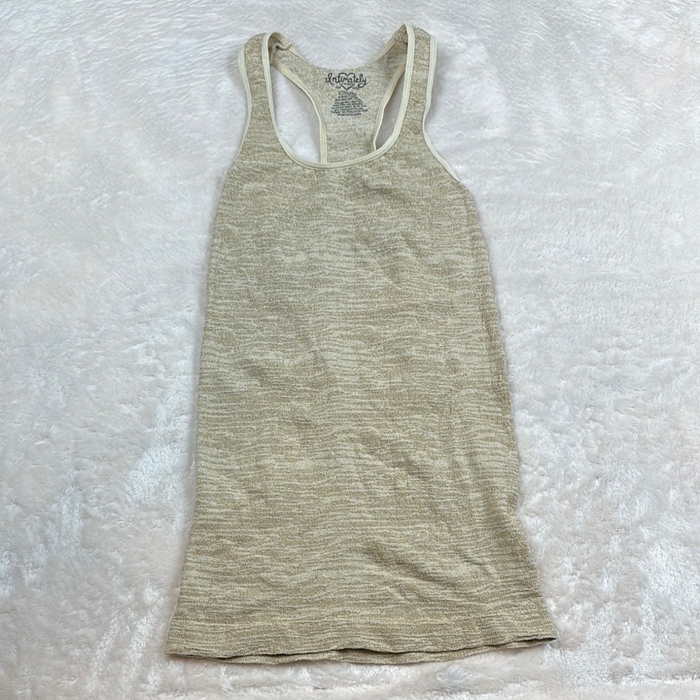 Free People Tan Ribbed Fitted Sleeveless Tank